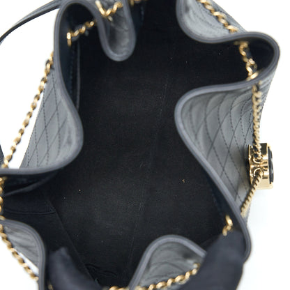 Chanel Drawstring Bucket Bag Calfskin Black L