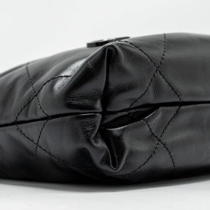 Chanel Mini 22 Bag Calfskin So Black (Microchip)