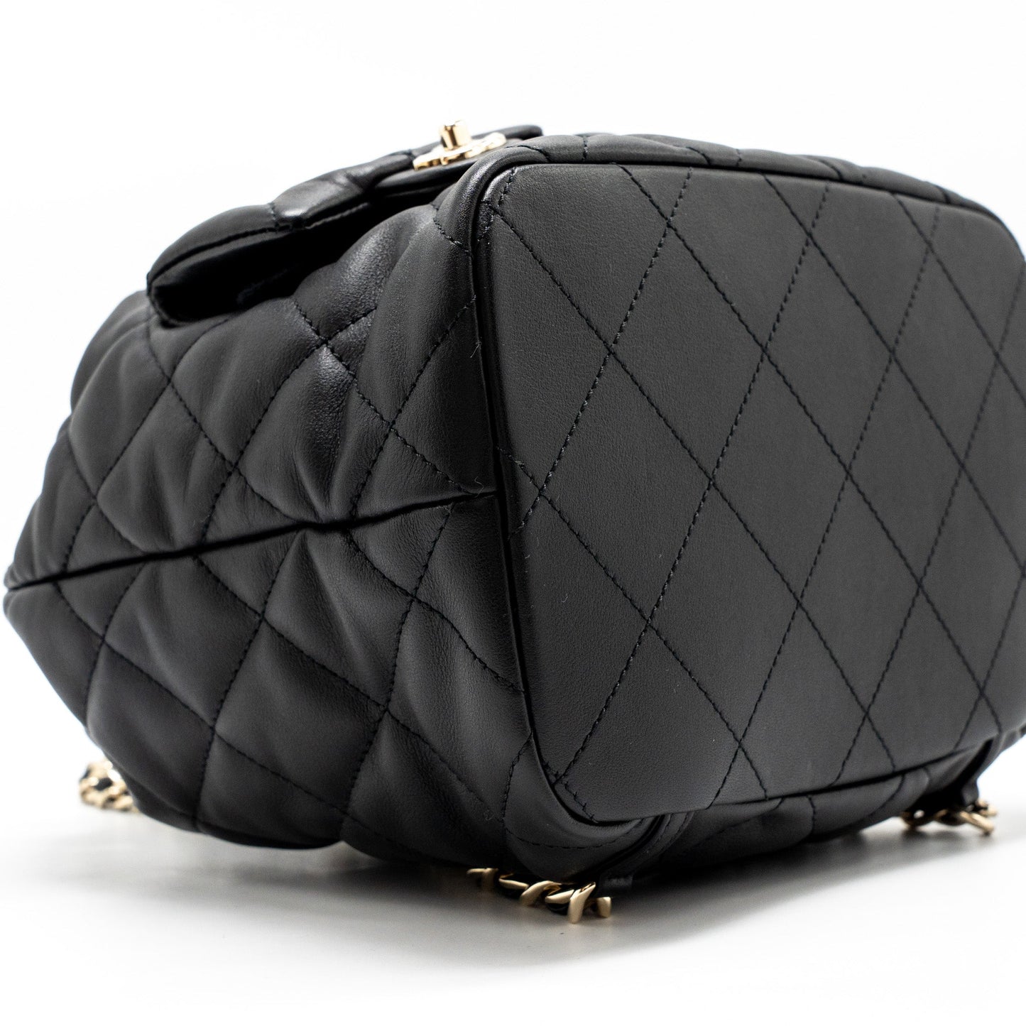 Chanel Drawstring Two Pockets Backpack Calfskin Black