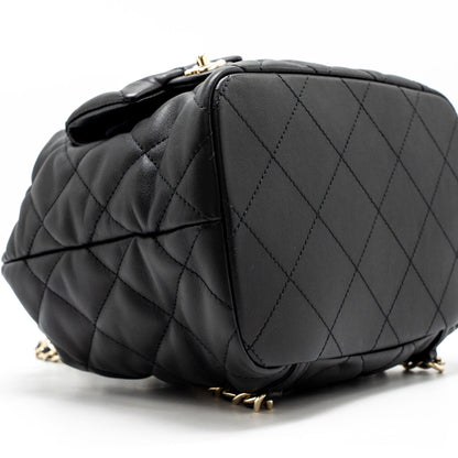 Chanel Drawstring Two Pockets Backpack Calfskin Black