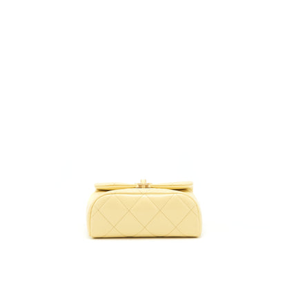 Chanel 22P New Mini Square Flap Bag Caviar Light Yellow Brushed