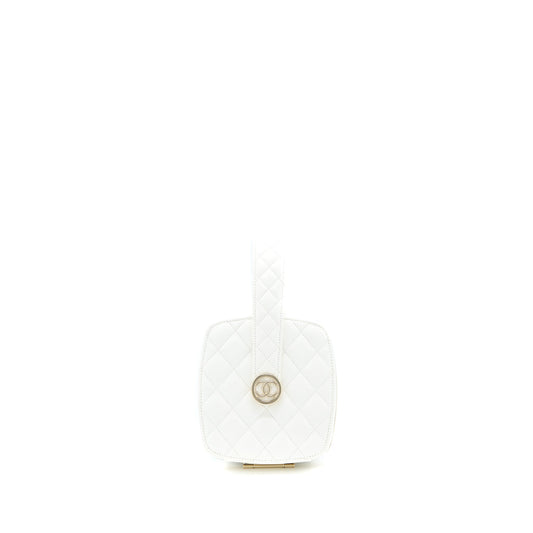 Chanel Quilted Clutch Bag Lambskin White L