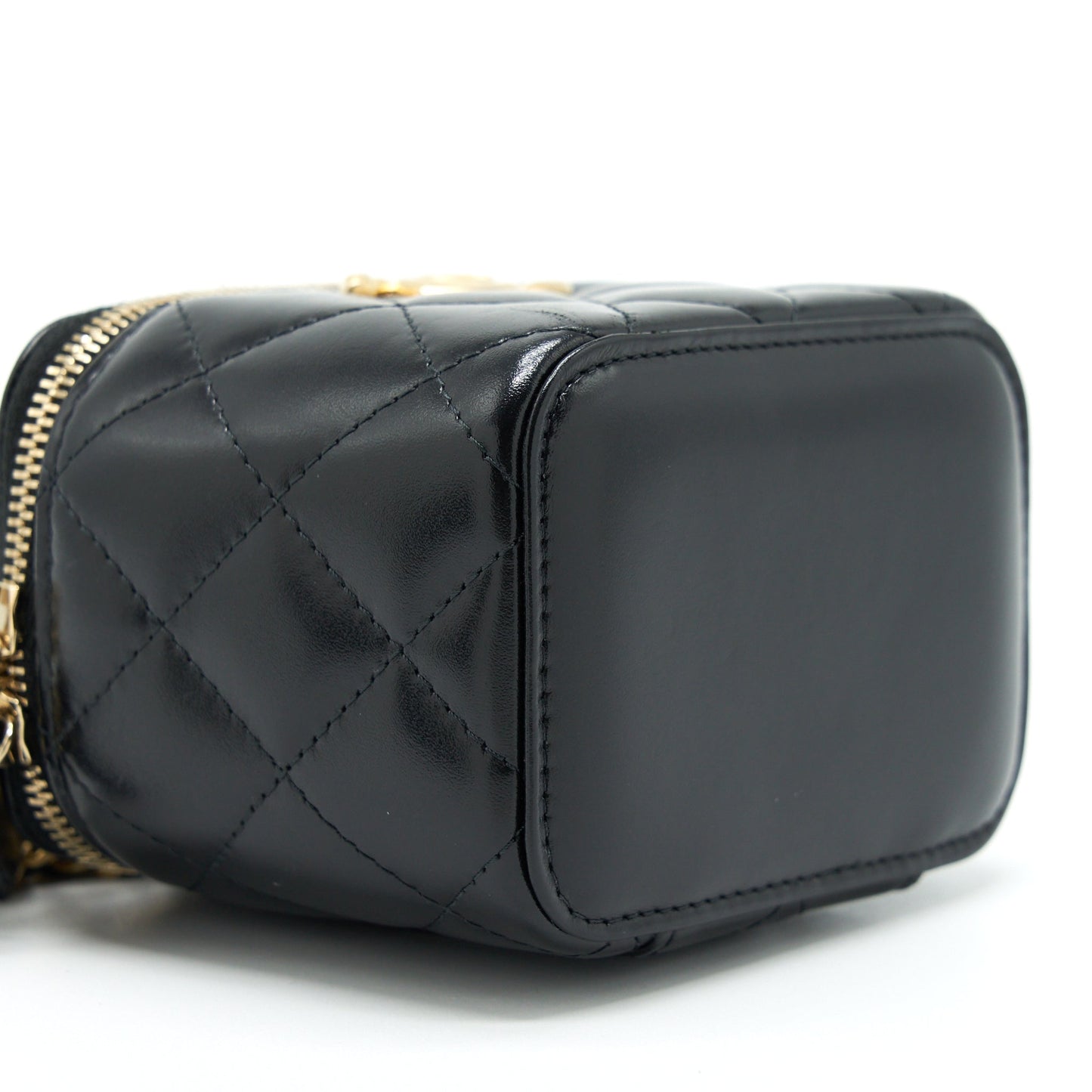 Chanel 21A Gold Crush Mini Vanity Case Calfskin Black Brushed