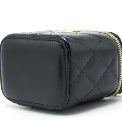 Chanel 21A Gold Crush Mini Vanity Case Calfskin Black Brushed