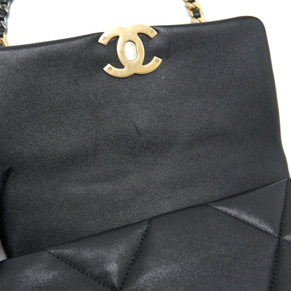 Chanel Small 19 Bag Lambskin Black With Gold And Silver Hardware