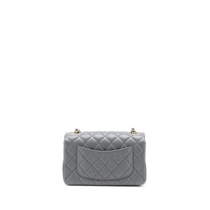 Chanel 22A Mini Rectangular Flap Bag Lambskin Grey L (Microchip)