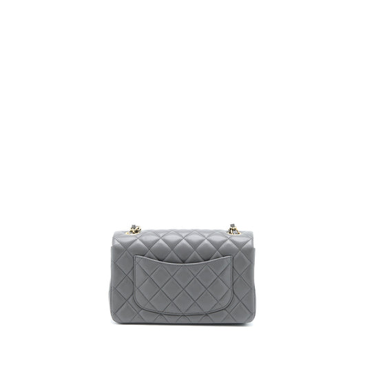 Chanel 22A Mini Rectangular Flap Bag Lambskin Grey L (Microchip)