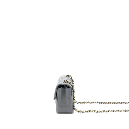 Chanel 22A Mini Rectangular Flap Bag Lambskin Grey L (Microchip)