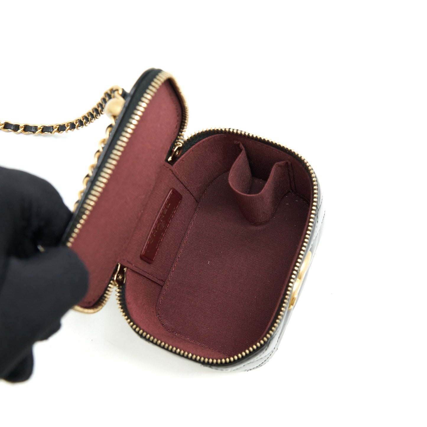 Chanel 21A Gold Crush Mini Vanity Case Calfskin Black Brushed