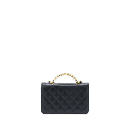 Chanel Letter Top Handle Wallet On Chain Caviar Black