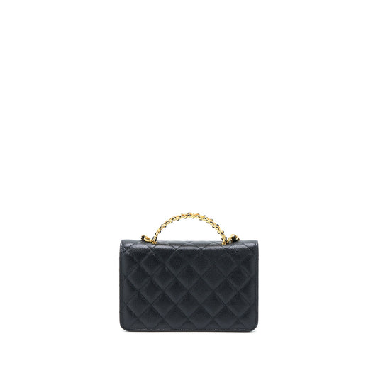 Chanel Letter Top Handle Wallet On Chain Caviar Black