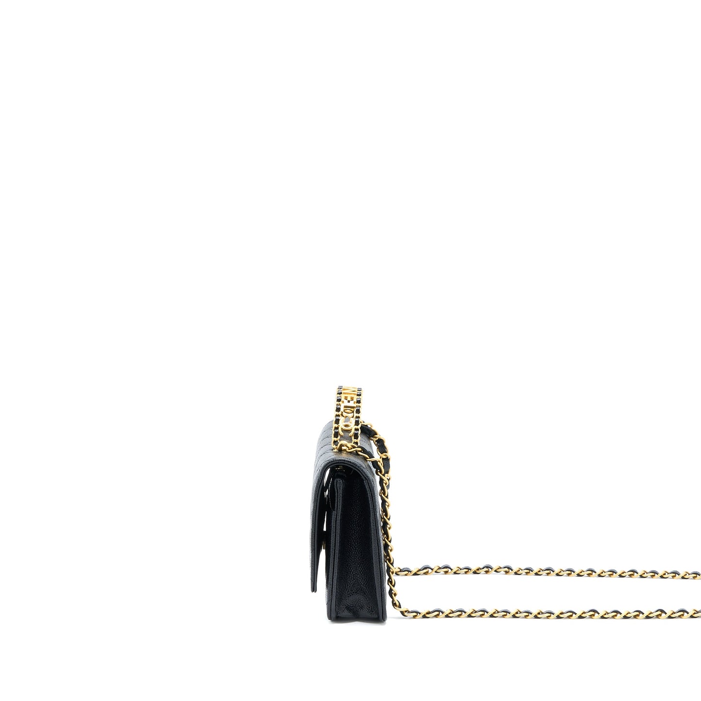 Chanel Letter Top Handle Wallet On Chain Caviar Black