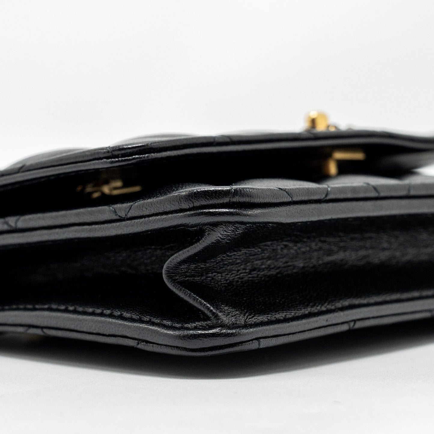 Chanel Letter Logo Top Handle Wallet On Chain Lambskin Black  (Microchip)