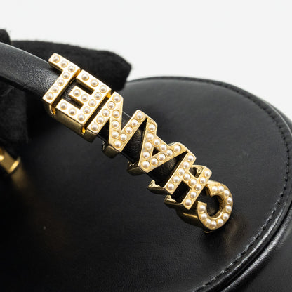 Chanel Pearl Letter Logo Detailed Vanity Case Calfskin Black