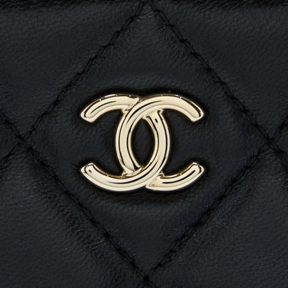 Chanel O Case Pouch Lambskin Black L