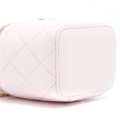 Chanel 22P Top Handle Mini Vanity With Chain Lambskin Light Pink L