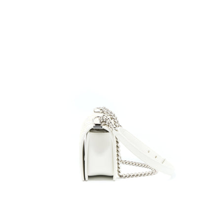 Chanel Medium Boy Bag Chevron Limited Lambskin With Pearl White