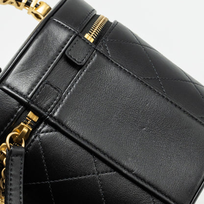 Chanel Pearl Letter Logo Detailed Vanity Case Calfskin Black