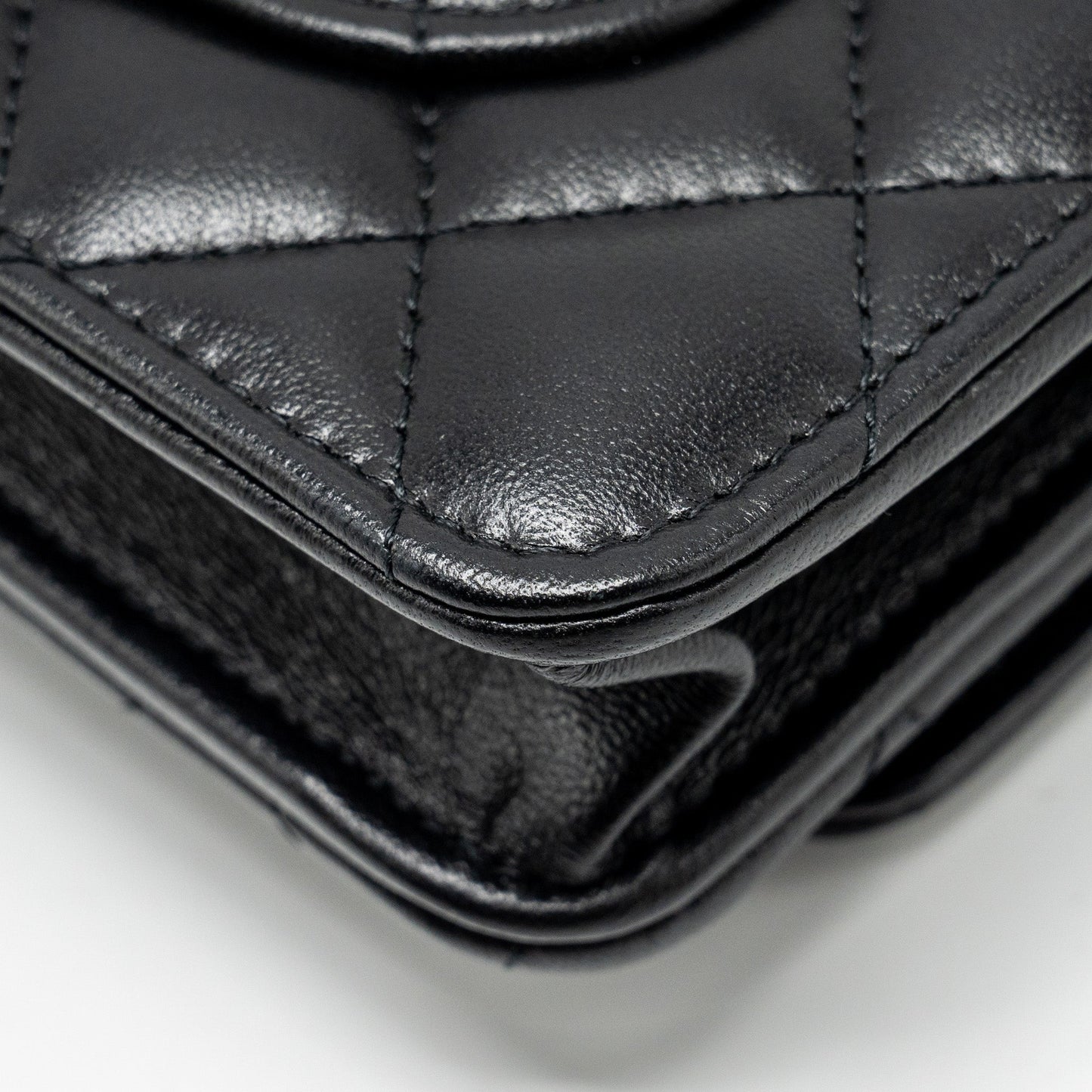 Chanel Letter Logo Top Handle Wallet On Chain Lambskin Black  (Microchip)
