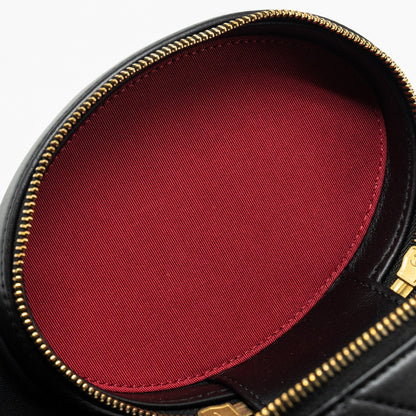 Chanel Pearl Letter Logo Detailed Vanity Case Calfskin Black