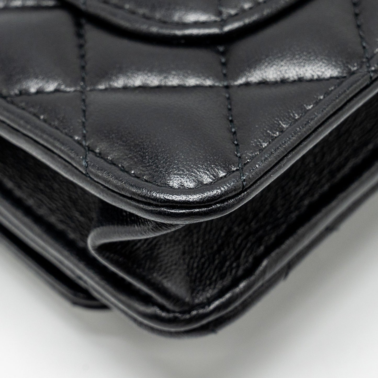 Chanel Letter Logo Top Handle Wallet On Chain Lambskin Black  (Microchip)