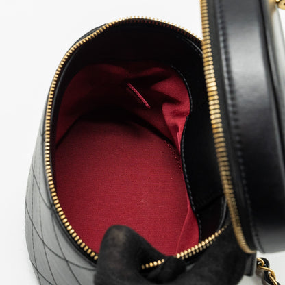 Chanel Pearl Letter Logo Detailed Vanity Case Calfskin Black