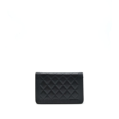 Chanel Boy Wallet On Chain Caviar Black Ruthenium Sliver Hardware (Microchip）