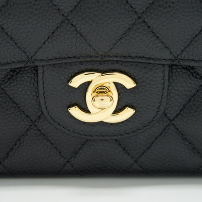 Chanel medium Classic double flap Bag Caviar black  serial 25