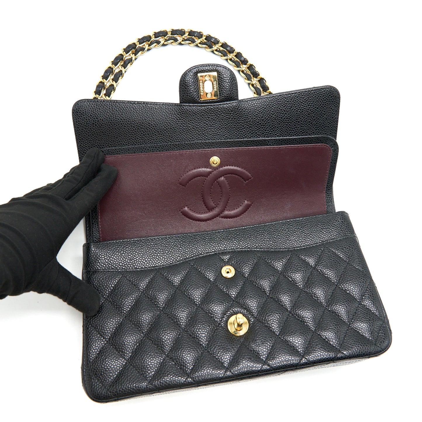 Chanel medium Classic double flap Bag Caviar black  serial 25
