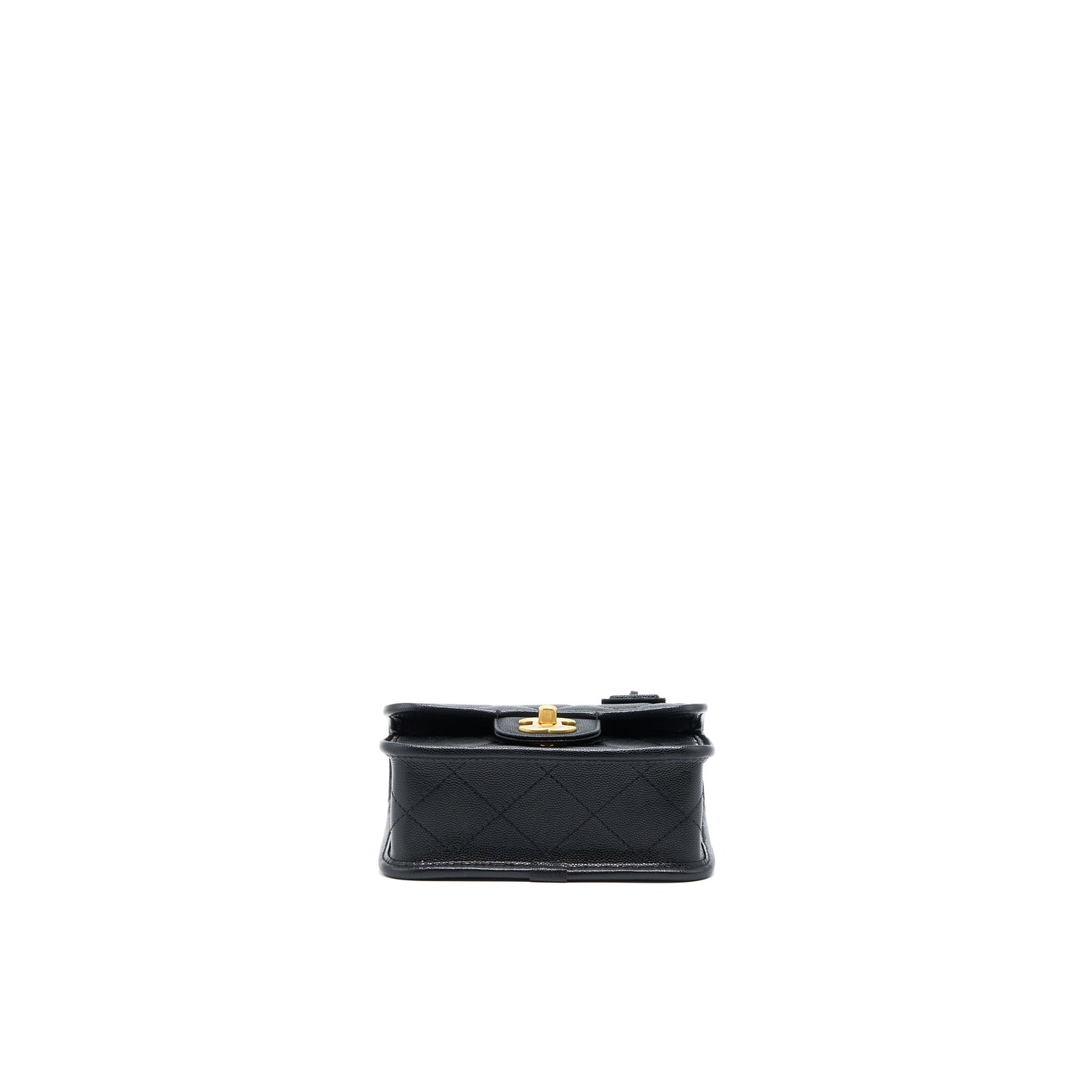 Chanel 22K Top Handle Messenger Bag Caviar Black Brushed (Microchip)