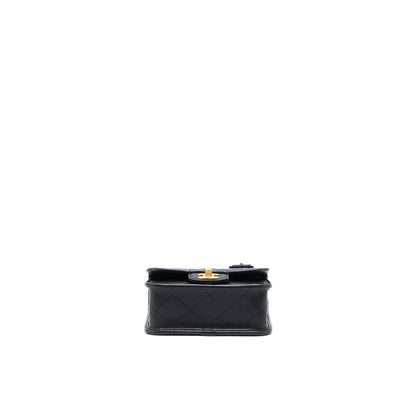 Chanel 22K Top Handle Messenger Bag Caviar Black Brushed (Microchip)