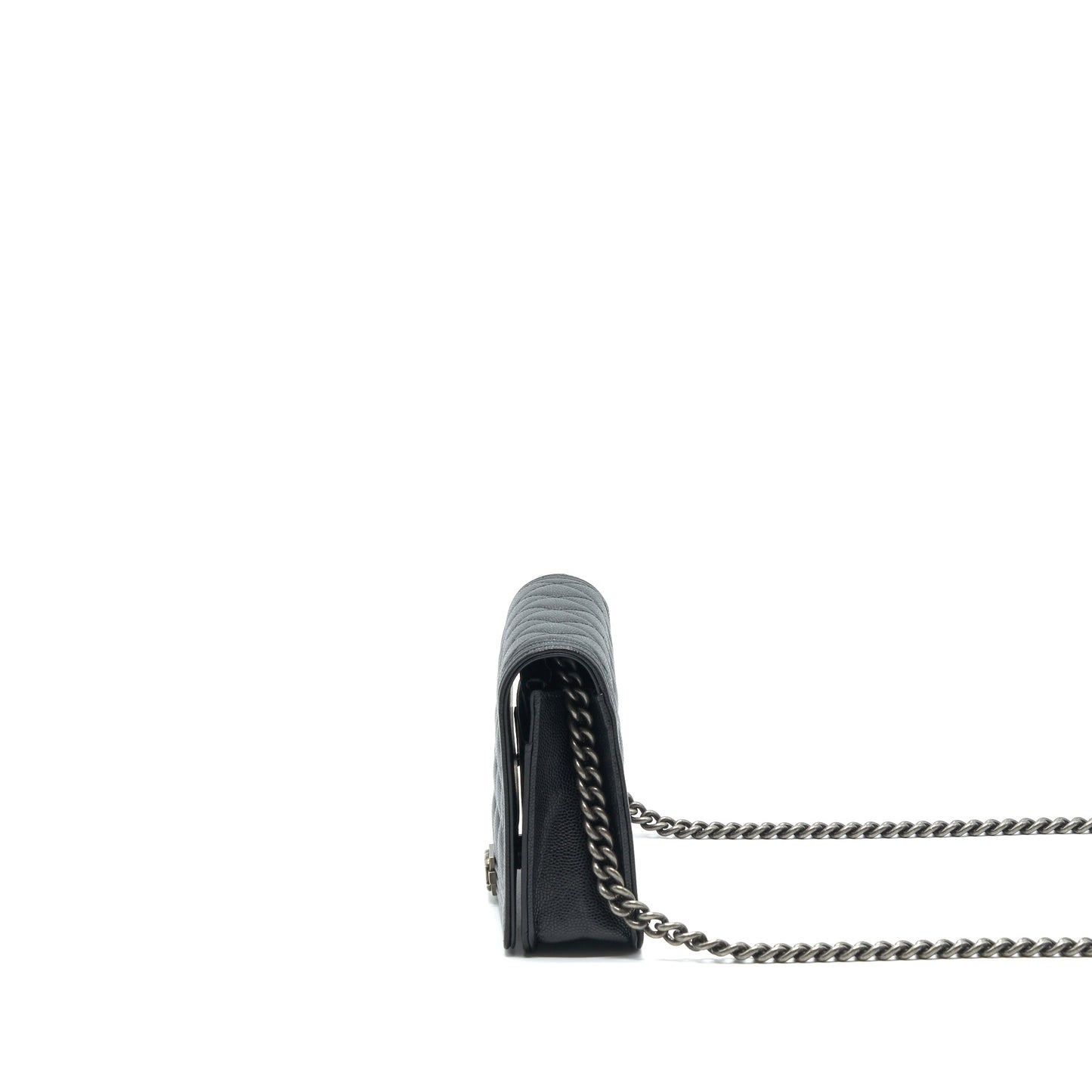 Chanel Boy Wallet On Chain Caviar Black Ruthenium Hardware