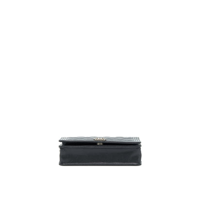 Chanel Boy Wallet On Chain Caviar Black Ruthenium Hardware