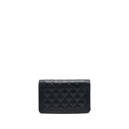 Chanel Boy Wallet On Chain Caviar Black Ruthenium Hardware