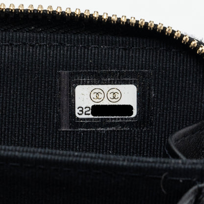 Chanel boy zipper card holder with chain caviar black L