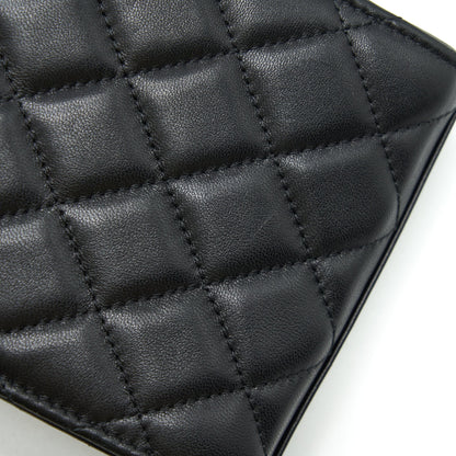 Chanel Pearl Crush Phone Case With Chain Lambskin Black
