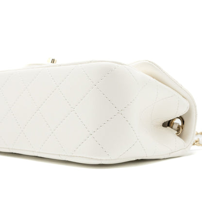 Chanel 23C Pearl Crush Mini Rectangular Flap Bag Lambskin White L (Microchip)
