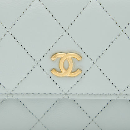Chanel 23C Pearl Crush Mini Flap Bag Lambskin Light Grey Brushed  (Microchip)