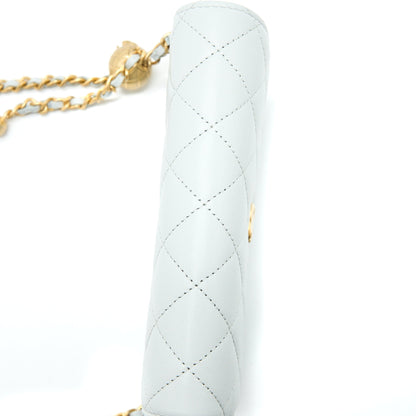 Chanel 23C Pearl Crush Mini Flap Bag Lambskin Light Grey Brushed  (Microchip)