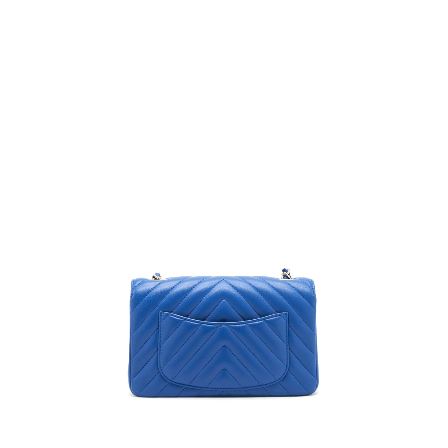 Chanel Mini Rectangular Flap Bag Chevron Lambskin Blue L