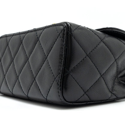 Chanel 22K Retro New Classic Square Mini Flap Bag Goatskin Black Brushed  (Microchip)