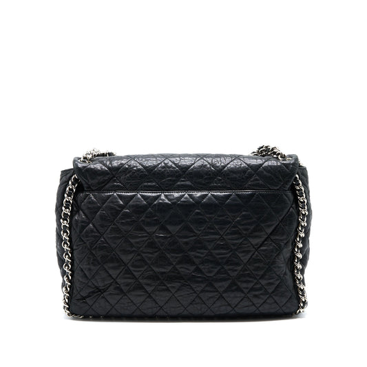 Chanel Quilted Chain Around MAXI Flap Bag Lambskin Black