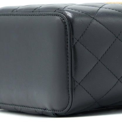 Chanel Long Vanity With Chain Lambskin Black L