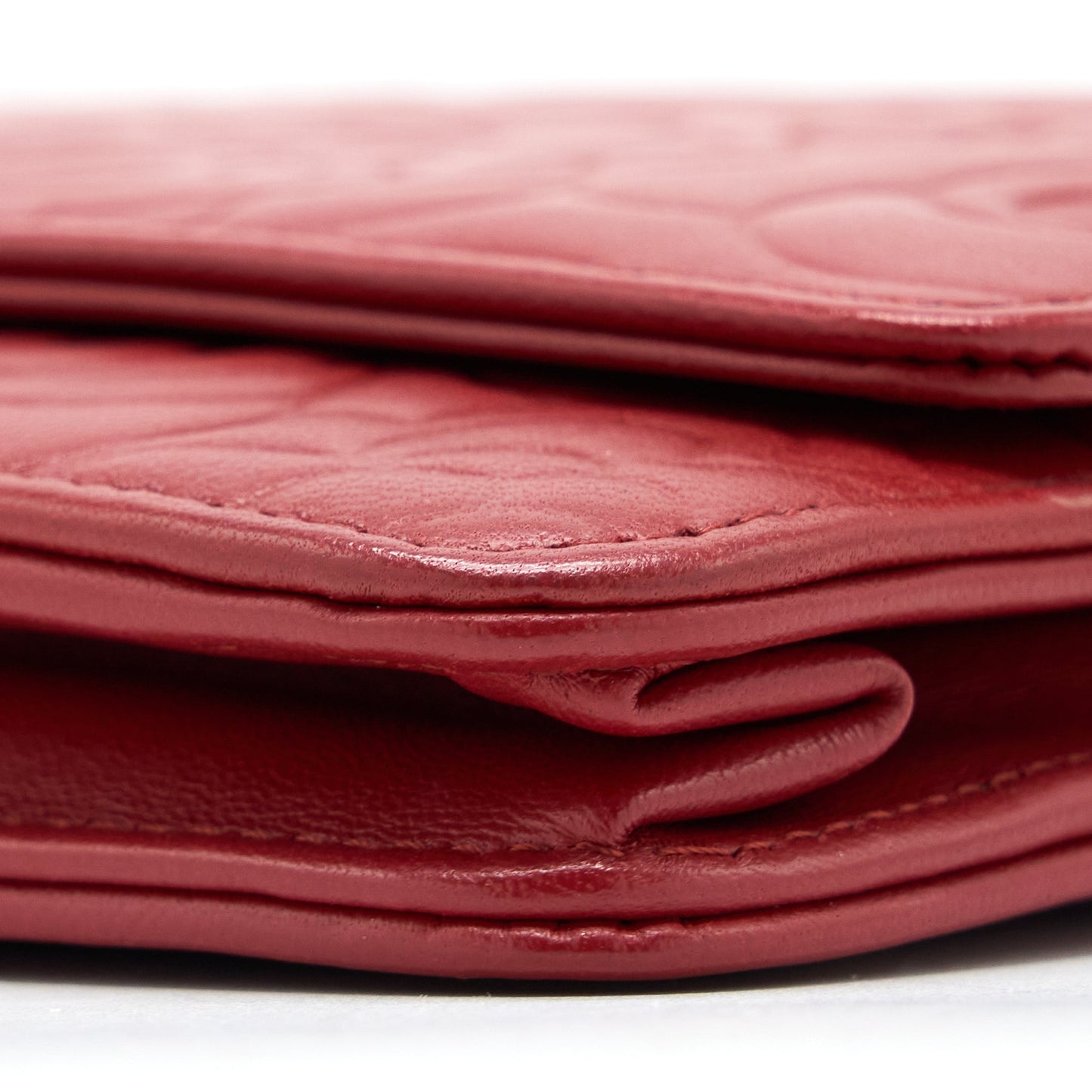 Chanel Camellia Wallet on Chain Lambskin Red