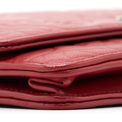 Chanel Camellia Wallet on Chain Lambskin Red
