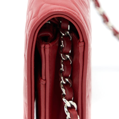 Chanel Camellia Wallet on Chain Lambskin Red