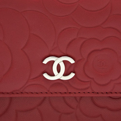Chanel Camellia Wallet on Chain Lambskin Red