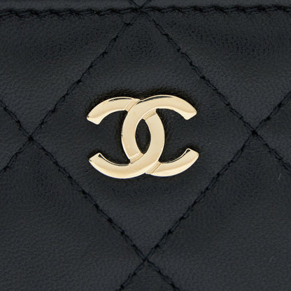 Chanel Long Vanity With Chain Lambskin Black L