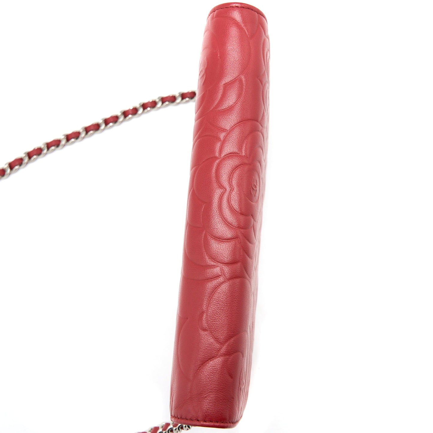 Chanel Camellia Wallet on Chain Lambskin Red