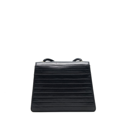 Chanel Vintage Kelly Flap Bag With Long Strap Black 24k